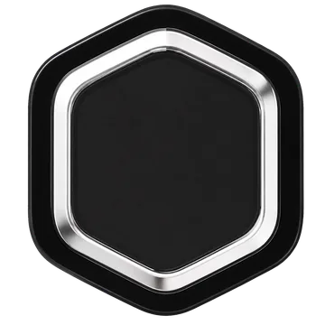 TIPMO hexagonal NFC tag with a polished silver rim